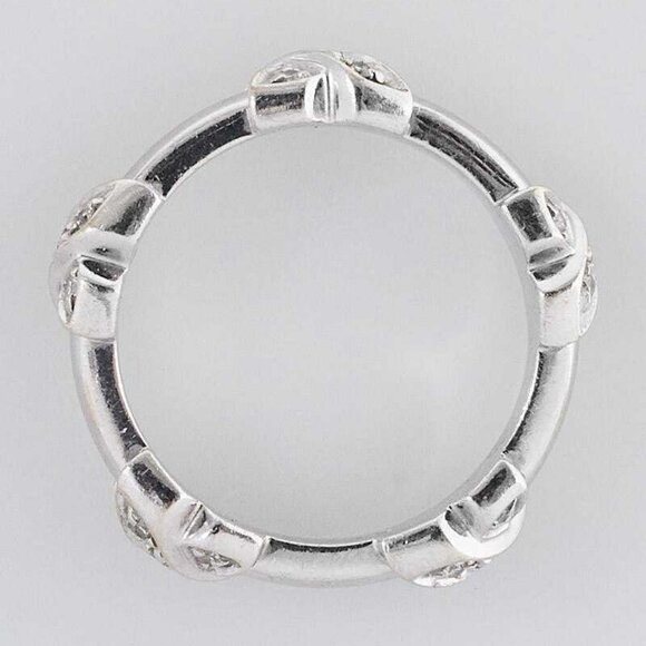 Tiffany & Co. 18k White Gold and Diamond Signature X Ring Size 5 - Picture 7 of 8